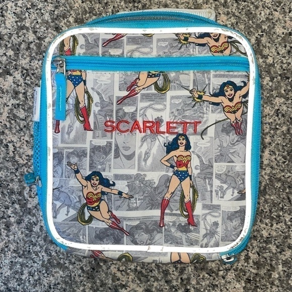 Pottery Barn kids insulated engraved Wonder Woman lunch box - Picture 1 of 5